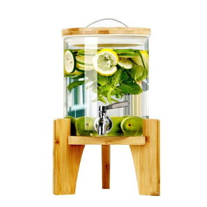 ドリンクサーバー ガラス 大容量1.5L/2.5L/4L/5L 冷水筒 蛇口付き 飲料ポットガラス保存ボトルプボトル 梅酒 ジュース ビール バレルディスペンサー 貯蔵容器 飲料水バケット密閉タンク (スタン