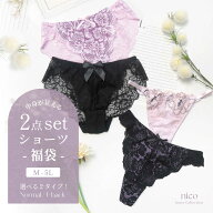 見える ショーツ 福袋 2枚セット [ M-5L ] 選べる2タイプ ノーマルショーツ Tバック (x-082) [★メール便…
