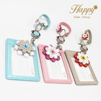 フラワー パスケース バッグストラップ リール 8弁 ICカード 定期券 本革 花 はな   ギフト ハンドメイド スワロ  つくってハッピー 誕生日 お祝い プレゼント オシャレ カワイイ 可愛い  皮 レザー 日本製 スワロフスキー キラキラ