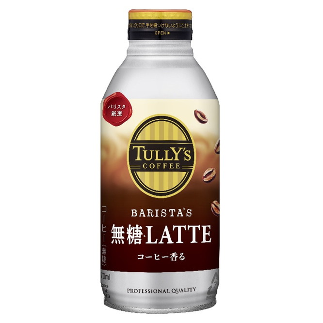 国産 伊藤園 秀逸 TULLY'S COFFEE BARISTA’S 無糖LATTE 370ml 1ケース 無糖カフェラテ ボトル缶 計24本入り