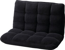 東谷 もこもこワイドリクライナー 幅84cm 二人掛け 座椅子 フロアチェア リクライニング 座イス 座いす チェア チェアー ゆったり ハイバック ローソファー 一人掛け ふわふわ コタツ こたつ 座布団 椅子 フラット ソファベッド ブラック　FKC-005BK