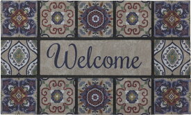 東谷 カフェ風 玄関マット 屋外 ラバー おしゃれ ドアマット 薄型 76×46cm ラバーマット 西海岸 ヴィンテージ アンティーク かわいい 洗える玄関マット ずれない 大判 北欧 デザインD