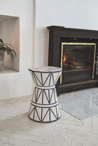 スツール ミニスツール 陶器 3パターン イス トライバルテイスト CLY-21 オシャレ おしゃれ 北欧風 サイドテーブル フラワーベース 玄関 タイプB