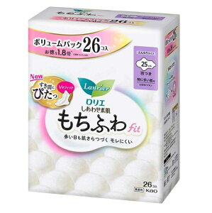 3〜5個セット まとめ買い 花王 ロリエしあわせ素肌もちふわfitボリューム特多昼羽付 26個