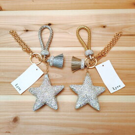 キーホルダー　星　携帯ストラップ　車のキーホルダー　レディース　バッグチャーム　タッセルスター　リング　リュック　バッグ　ゴールド　シルバー