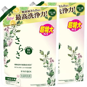 超特大サイズ2袋さらさ 洗剤 洗濯 無添加 液体 つめかえ 超特大 詰替 大容量 植物由来の成分入り 超特大×2袋 2020g