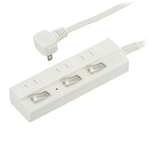 オーム電機 電源タップ コンセントタップ 節電タップ 雷ガード 3個口 1m ランプ付き個別スイッチ付き L型プラグ 感電防止シャッター付きコン