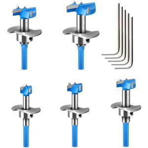 GOOMAND 木工用フォスナービットセット 5本組 15mm/20mm/25mm/30mm/35mm 深さ調整可能 木材穴あけドリル ボアビッ