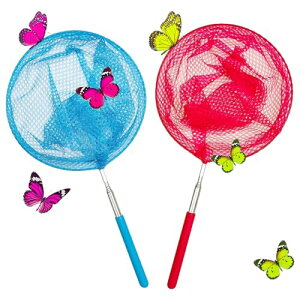 虫取り網 2色 2本入り 魚取り網 昆虫ネット 軽量 調節可能 5段伸縮 昆虫採集 水陸両用網 子供用虫取りアミ 屋外ツール トンボ 蝶 小魚の