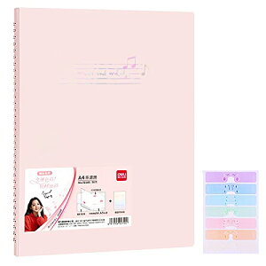 楽譜ファイル A3/A4サイズ互換 書き込みでき 楽譜/絵画ファイルの保管や整理 360°ページ展開 A3横入れ 音楽モチーフラベル付き 20ペ