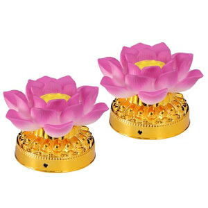 2個 仏壇用LED仏花 仏花 LED ライト 蓮 蓮華灯 仏具 7色 造花 ロータス 仏前 法要