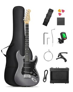 Donner エレキギター 初心者セット STタイプ SSSピックアップ 39インチ フルサイズ ミニアンプ付き 専用ケースとチューナーなどアク