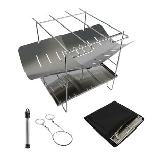 voocye 焚き火台 コンパクト キャンプ用品 ソロ バーベキュー たき火台 折りたたみ式 軽量 焚火台 炊き火台 ステンレス鋼 収納袋付き