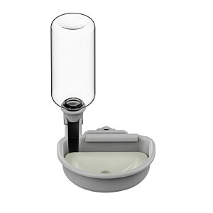 犬 水飲み器 ケージ 取付型 猫 ウサギ 自動給水器 480ML ペット用 ウォーターボウル お留守番対応 転倒防止 漏れ防止 グレー