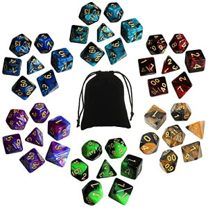 多面体 ダイス サイコロ セット 7サイズ アクリル 6色 42個入り D20 D12 D10 D8 D6 D4 神話TRPG MTG カードゲ