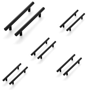 キャビネット取っ手 ステンレス鋼 引き出しつまみ キャビネットハンドル 食器棚プルハンドル ドア 家具の取っ手 ネジ付き 8個 ブラック 96m