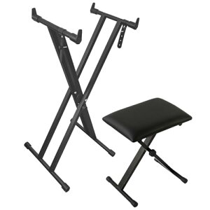 改良バージョン Longeye 電子ピアノスタンド 椅子 セット キーボード ピアノ スタンド ベンチ 折りたたみ式 X型 高さ調整可能 88鍵