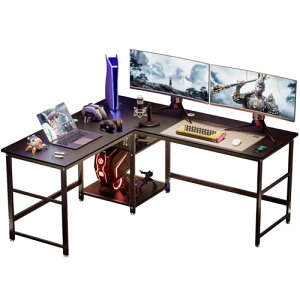 DEWEL �Q�[�~���O�f�X�N �p�\�R���f�X�N ��170+150cm×���s60cm L���f�X�N ���[�I�t�� ����40×20mm�X�`�[���p�C�v ��