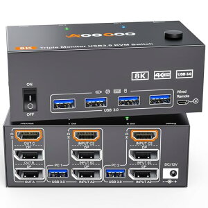 8K KVMؑ֊ 2PC 3j^[A~[/g[h HDMI + DP|[g 8K@30Hz/4k@144Hz USB3.0|[g KV