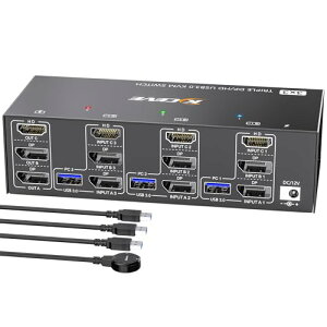 2 Displayport + HDMI USB 3.0 KVM�X�C�b�` 3���j�^�[ 3�R���s���[�^�[�A8K@60Hz�A4K@144Hz �g���v
