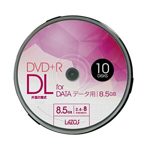Lazos DVD+R DL 8.5GB for DATA 2.4-8�{���Ή� 1��L�^�p �z���C�g���C�h����Ή� 10���g �X�s���h���P�[�X��