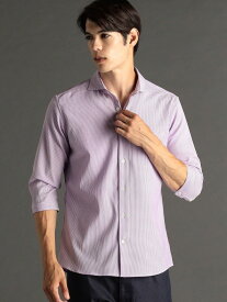 【SALE／30%OFF】【ex/tra】Solotex サッカー カッタウェイカラー7分袖シャツ MONSIEUR NICOLE ex/tra ニコル トップス シャツ・ブラウス ベージュ ブラック パープル【RBA_E】【送料無料】[Rakuten Fashion]