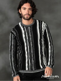 【WEB限定】ランダムストライプ3Dニットプルオーバー HIDEAWAYS NICOLE ニコル トップス ニット レッド ホワイト ブラック ネイビー【送料無料】[Rakuten Fashion]