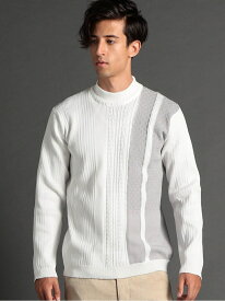 【SALE／37%OFF】【22年モデル WEB限定再販売】編地切替モックネックニット NICOLE CLUB FOR MEN ニコル トップス ニット ホワイト レッド【RBA_E】【送料無料】[Rakuten Fashion]