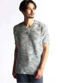 ウェーブタックジャカードVネック半袖プルオーバー NICOLE CLUB FOR MEN ニコル トップス カットソー・Tシャツ ピンク ホワイト グレー ブラック ネイビー【送料無料】[Rakuten Fashion]