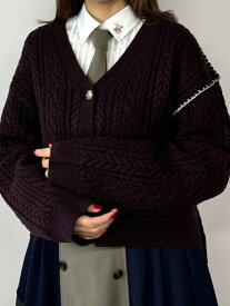 【SALE／50%OFF】ブランケットステッチカーディガン NICOLE CLUB ニコル クラブ トップス ニット グレー ブラウン【RBA_E】[Rakuten Fashion]