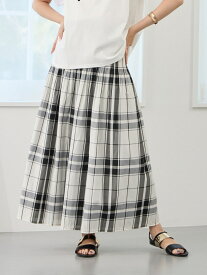 【SALE／30%OFF】リバーシブルギャザースカート/表:チェック柄・裏:ストライプ柄 NICOLE white ニコル クラブ スカート その他のスカート レッド ブラック グリーン ベージュ【RBA_E】【送料無料】[Rakuten Fashion]