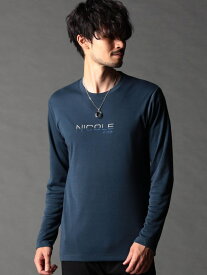 ロゴ刺繍長袖Tシャツ NICOLE CLUB FOR MEN ニコル トップス カットソー・Tシャツ ブルー ブラック グレー ホワイト【送料無料】[Rakuten Fashion]