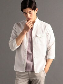 【SALE／50%OFF】ギンガムサッカー スタンドカラー7分袖シャツ MONSIEUR NICOLE ニコル トップス シャツ・ブラウス グレー ホワイト ブラック ネイビー レッド【RBA_E】【送料無料】[Rakuten Fashion]