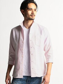 【SALE／30%OFF】シアードビーチェック7分袖イタリアンカラーシャツ NICOLE CLUB FOR MEN ニコル トップス シャツ・ブラウス ネイビー ブラック ピンク グレー【RBA_E】【送料無料】[Rakuten Fashion]