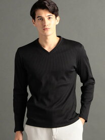 ブライトリブ Vネックカットソー MONSIEUR NICOLE ニコル トップス カットソー・Tシャツ ホワイト グレー ブルー ブラック【送料無料】[Rakuten Fashion]