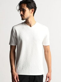 【SALE／20%OFF】【23年モデル WEB限定再販売】クラックエンボス半袖Vネックカットソー NICOLE CLUB FOR MEN ニコル トップス カットソー・Tシャツ ホワイト グレー ブラック パープル【RBA_E】【送料無料】[Rakuten Fashion]