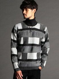 【SALE／37%OFF】【23年モデル】編地切り替 タートルネックニット NICOLE CLUB FOR MEN ニコル トップス ニット レッド ブラック ホワイト【RBA_E】【送料無料】[Rakuten Fashion]