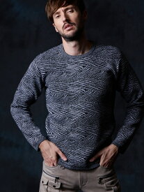 【SALE／55%OFF】幾何学風バイヤス柄クルーネックニット HIDEAWAYS NICOLE ニコル トップス ニット グレー レッド ホワイト【RBA_E】【送料無料】[Rakuten Fashion]