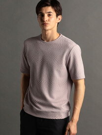 ジオメトリック ブリスタージャカード Tシャツ MONSIEUR NICOLE ニコル トップス カットソー・Tシャツ ピンク ホワイト グレー ブルー【送料無料】[Rakuten Fashion]