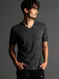【SALE／37%OFF】アニマル柄ジャガードVネック半袖プルオーバー NICOLE CLUB FOR MEN ニコル トップス カットソー・Tシャツ ブラック レッド グレー ホワイト【RBA_E】【送料無料】[Rakuten Fashion]