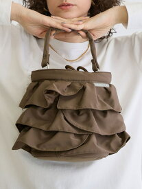 フリル巾着バッグ NICOLE white ニコル クラブ バッグ ショルダーバッグ ブラック ブラウン【送料無料】[Rakuten Fashion]