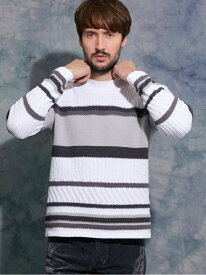 【SALE／55%OFF】編地切替ボーダークルーネックプルオーバー HIDEAWAYS NICOLE ニコル トップス ニット ネイビー ブラック ホワイト【RBA_E】【送料無料】[Rakuten Fashion]