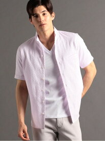 ヘリンボンジャカード スタンドカラーシャツ MONSIEUR NICOLE ニコル トップス シャツ・ブラウス ピンク ホワイト グレー グリーン ネイビー【送料無料】[Rakuten Fashion]