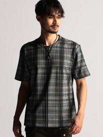 ブリスターチェッククルーネック半袖プルオーバー NICOLE CLUB FOR MEN ニコル トップス カットソー・Tシャツ ブラック ホワイト【送料無料】[Rakuten Fashion]