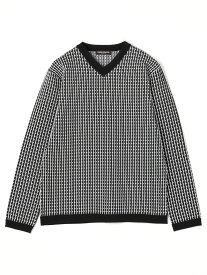 【SALE／70%OFF】ピンタックJQチェックVネックニット HIDEAWAYS NICOLE ニコル トップス ニット グレー ブラック ホワイト ピンク【RBA_E】[Rakuten Fashion]