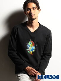 【RIELABO】グラフィック*ロゴプリントVネックTシャツ NICOLE CLUB FOR MEN ニコル トップス カットソー・Tシャツ ブラック ホワイト【送料無料】[Rakuten Fashion]