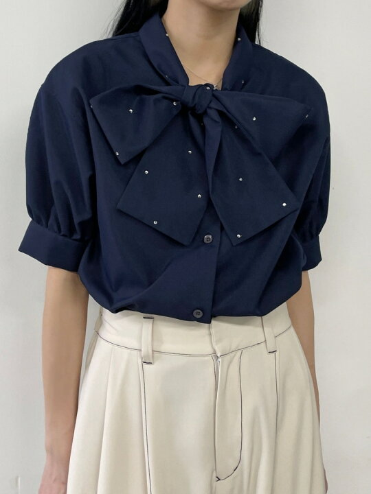 楽天市場】【SALE／30%OFF】ラインストーンボウタイブラウス NICOLE 