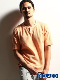 【RIELABO】シャーリングジャカード半袖キーネックカットソー NICOLE CLUB FOR MEN ニコル トップス カットソー・Tシャツ オレンジ ホワイト ブラック【送料無料】[Rakuten Fashion]