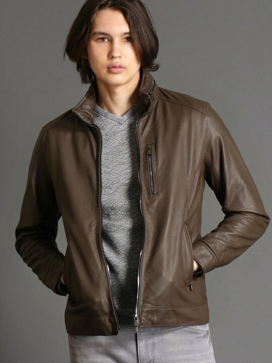 楽天市場】【SALE／40%OFF】シープレザースタンドライダースブルゾン 