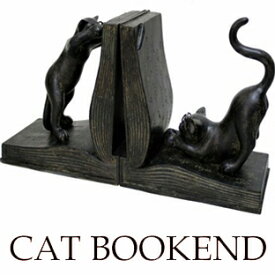 A135【 学者猫ブックエンド リバティーキャット Bookend ペアセット右左セットねこ可愛いブックエンドシャビーアンティーク風 cat Rust キャツ猫置物DVD本立てブックスタンド 本棚 本箱 猫のブックエンド キャットブックスタンド雑貨 猫置物 CDスタンド ネコのブックエンド